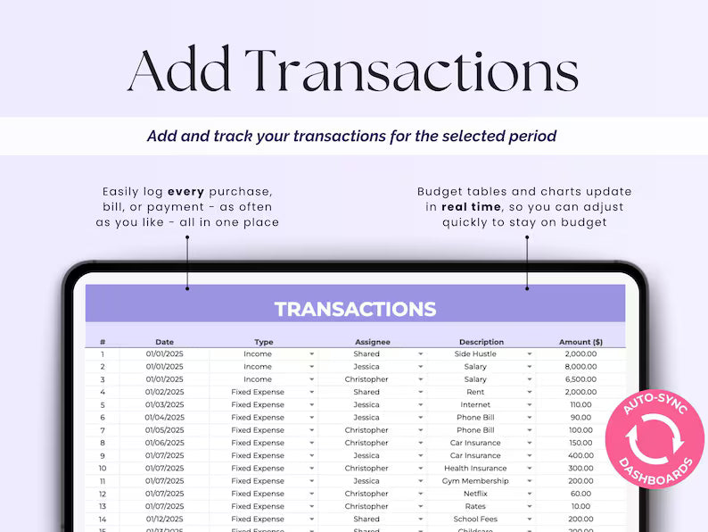 Household Monthly Budget Planner (Google Sheets)